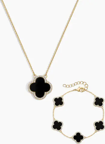 Icon Black Clover Bracelet and Necklace - Set of 2 | Nordstrom