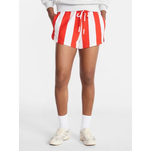 No Boundaries Striped French Terry Baja Shorts, 2.5" Inseam, Women's | Walmart (US)