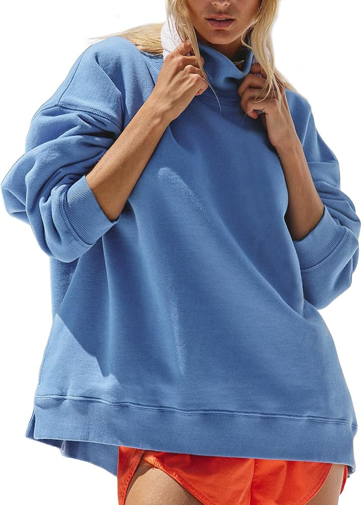 Hixiaohe Womens Mock Neck Sweatshirt Oversized Pullover Long Sleeve Tops Trendy Turtleneck Athlet... | Amazon (US)