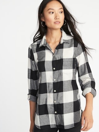 Relaxed Plaid Twill Classic Shirt for Women | Old Navy US