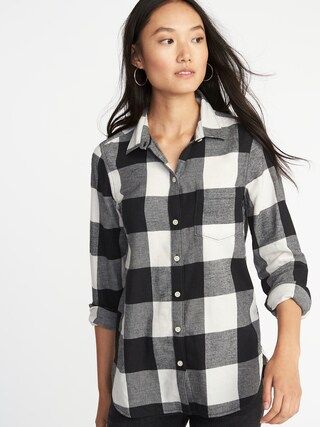 Relaxed Plaid Twill Classic Shirt for Women | Old Navy US