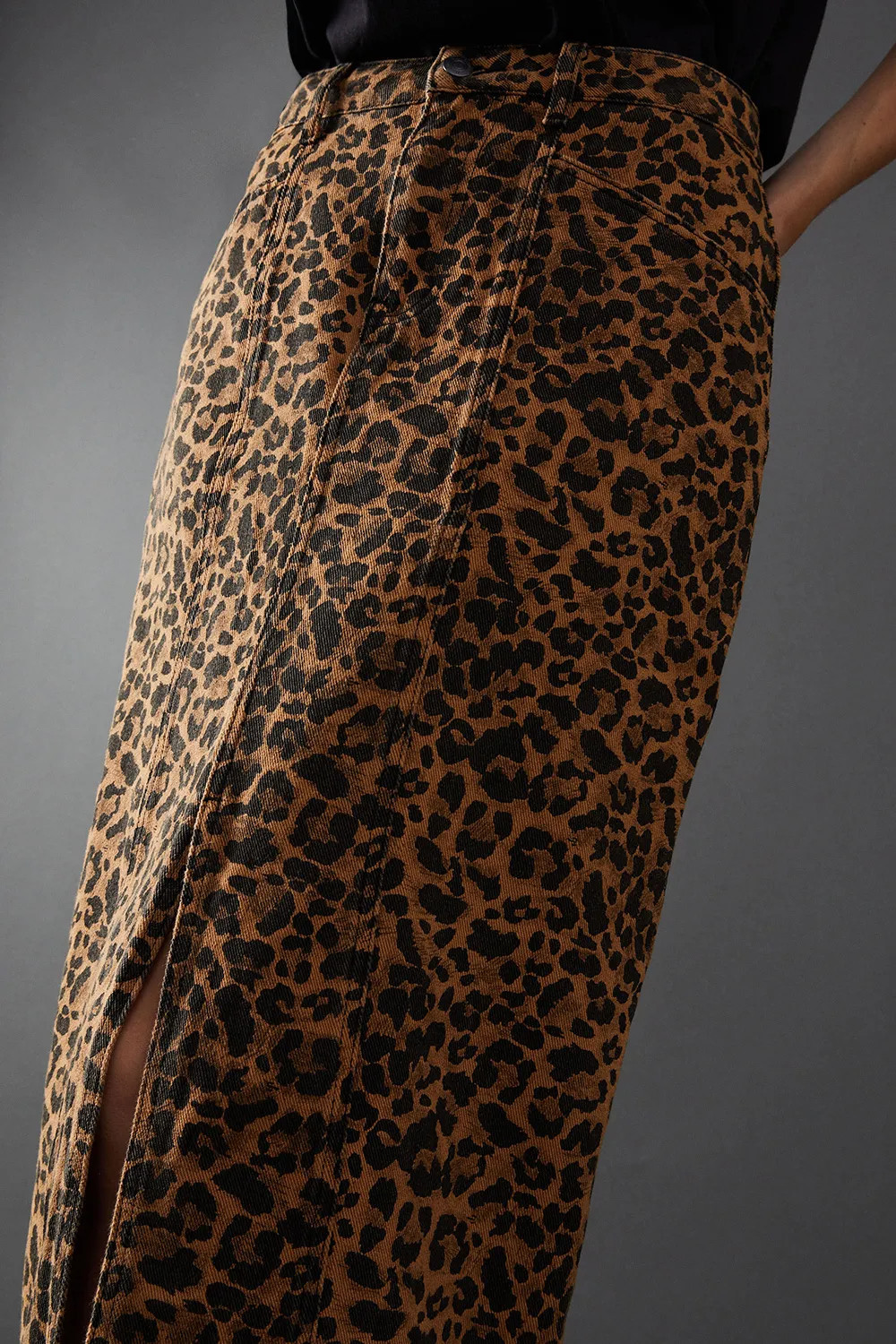 Skirts | Leopard Print Denim Maxi Skirt | Warehouse | Dorothy Perkins (UK)