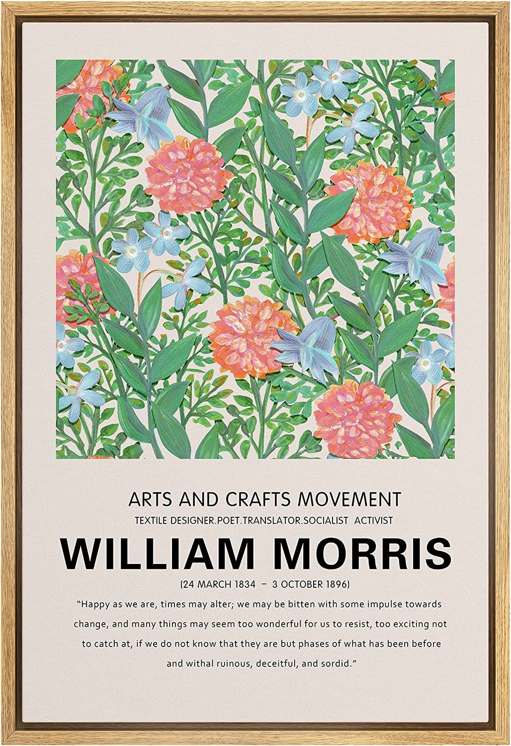 SIGNLEADER Framed Canvas Print Wall Art William Morris Rose Flower Garden Nature Wilderness Illus... | Amazon (US)