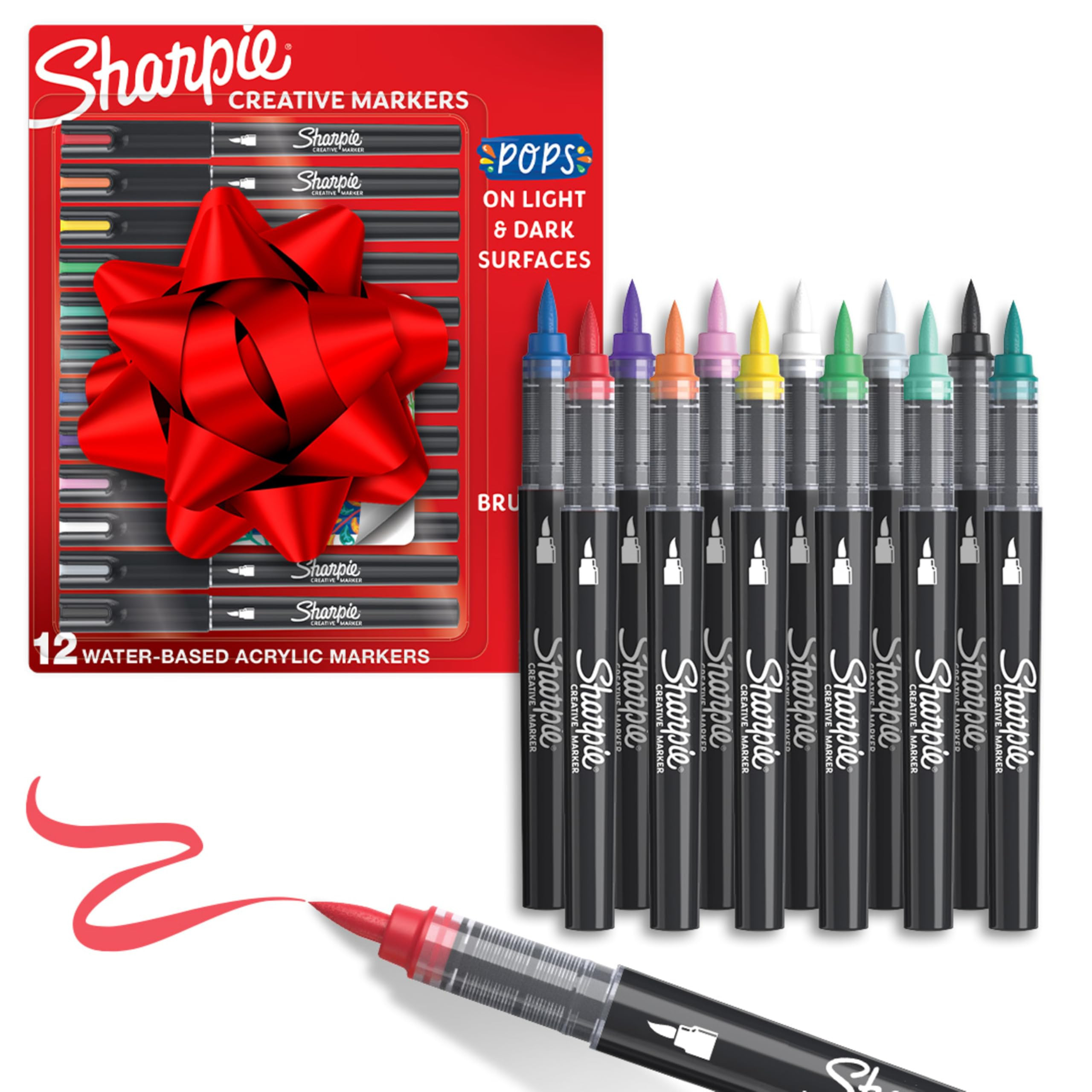 Sharpie Creative Markers, Water-Based Acrylic, Brush Tip, Assorted Colors, 12 Count – Arts & Cr... | Amazon (US)