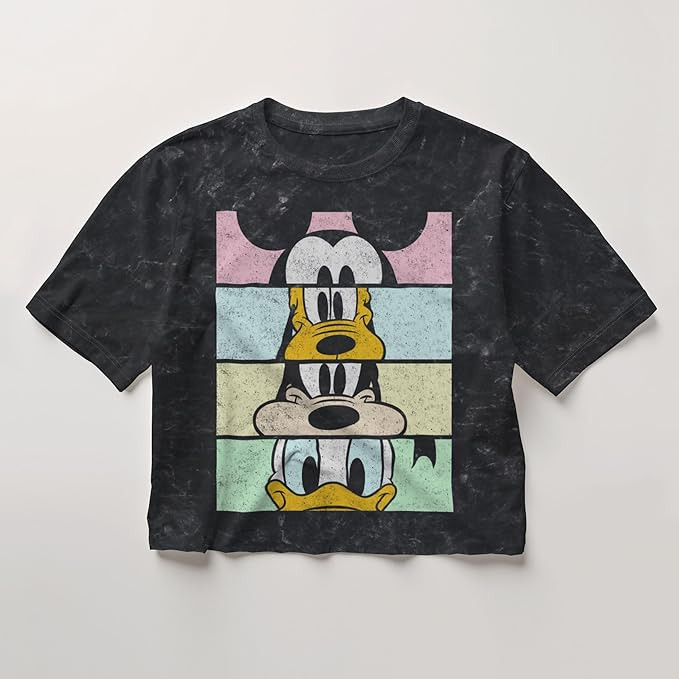 Disney Women's Disney Characters Crew Crop Women's Mineral Wash Short Sleeve Crop Tee | Amazon (US)