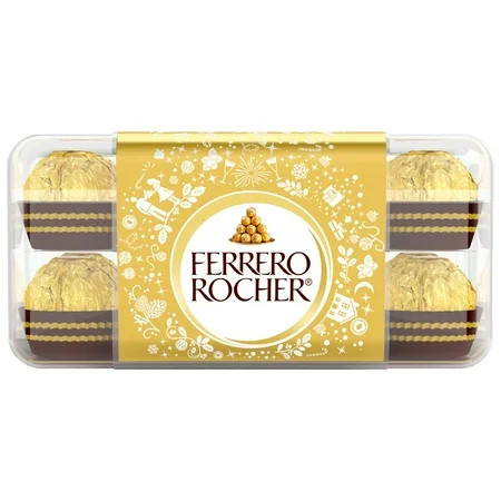Ferrero Rocher, 16 Count, Premium Gourmet Milk Chocolate Hazelnut, Individually Wrapped Chocolates For Gifting, 7 oz | Walmart (US)