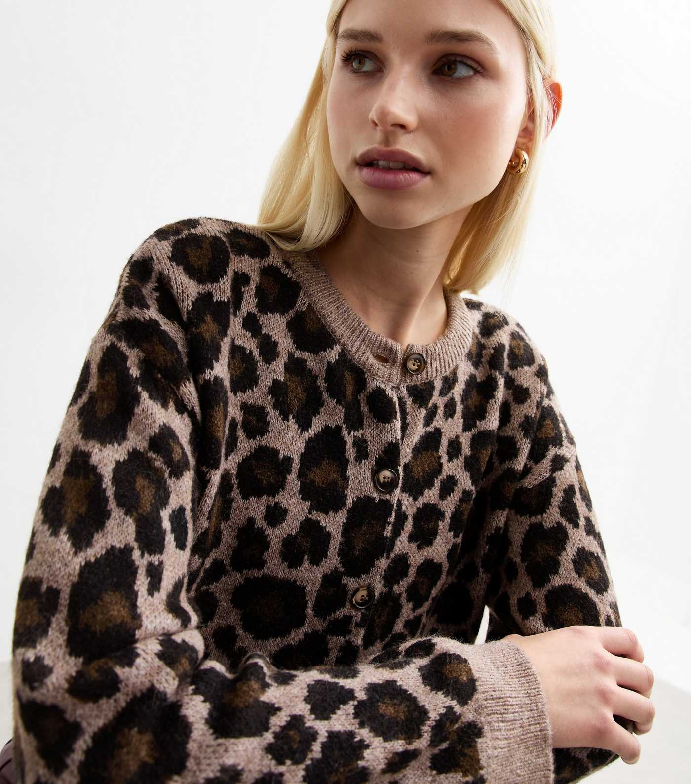 Brown Knit Animal Print Crew Neck Cardigan
						
						Add to Saved Items
						Remove from Save... | New Look (UK)