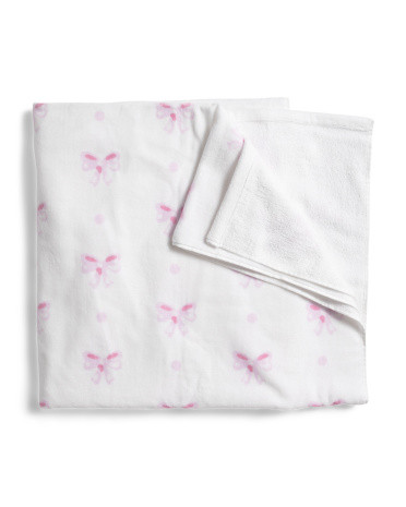 Heart Of Mine Bow Printed Velour Beach Towel | TJ Maxx