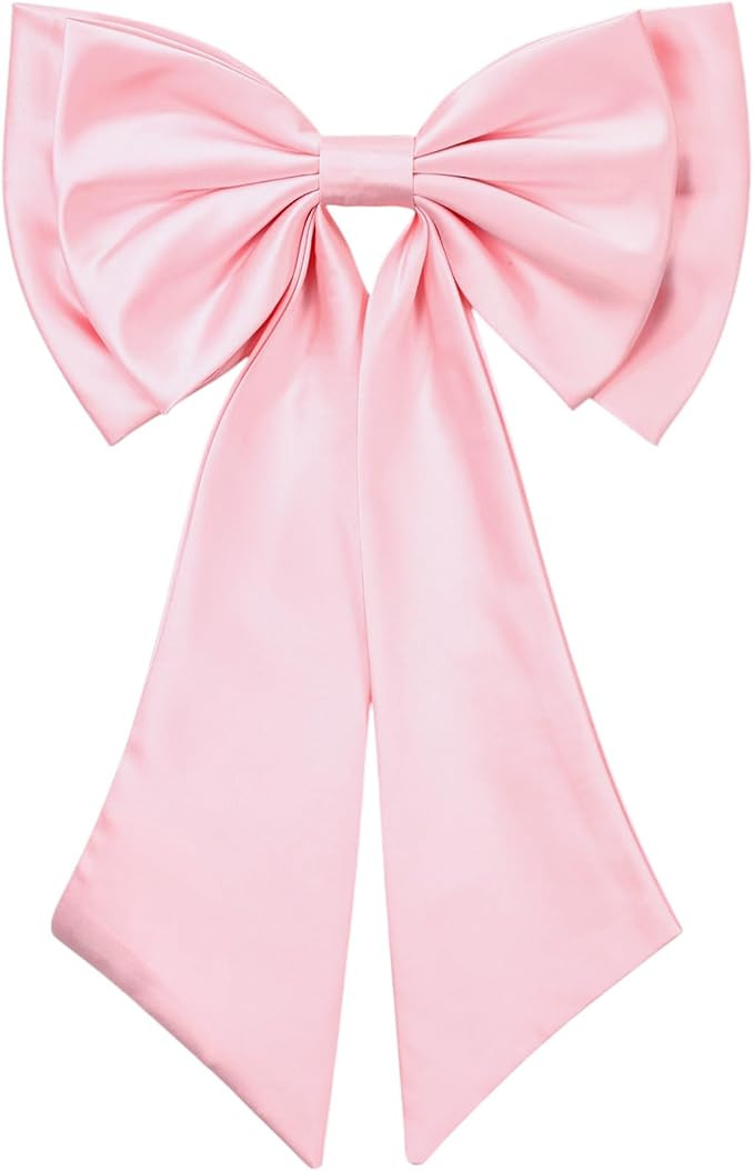 Big Pink Satin Bow for Dresses Women 22'' Large Detachable Dress Bow with Tails Huge Wide Bowknot... | Amazon (US)