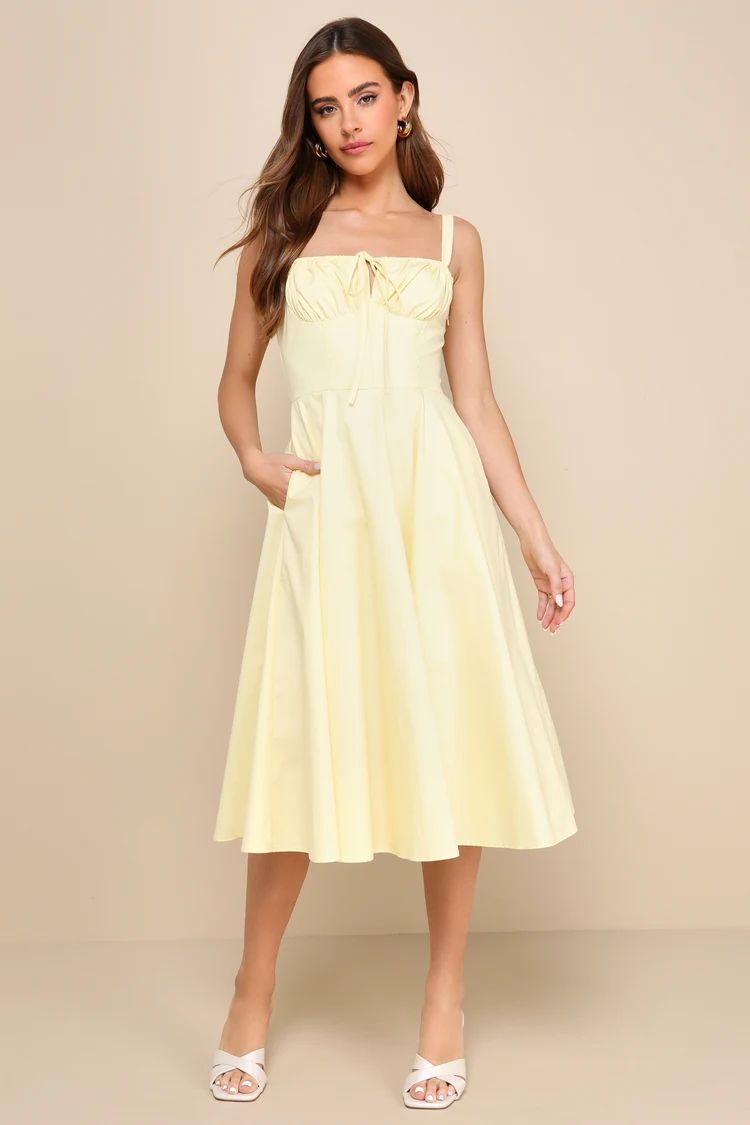 Compelling Charisma Yellow Midi Dress Pale Yellow Dress Light Yellow Dress Midi Cocktail Dress Midi | Lulus