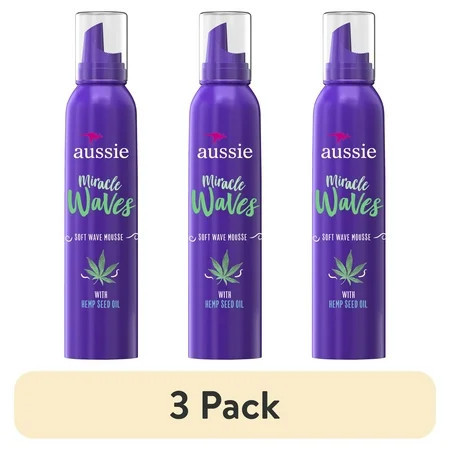 (3 pack) Aussie Miracle Waves Soft Wave Mousse with Hemp Seed Oil Paraben Free Sulfate Free Unisex 6 oz. | Walmart (US)
