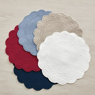Set of 4 Marseille Linen Round Quilted Placemats - Natural - Ballard Designs | Ballard Designs, Inc.