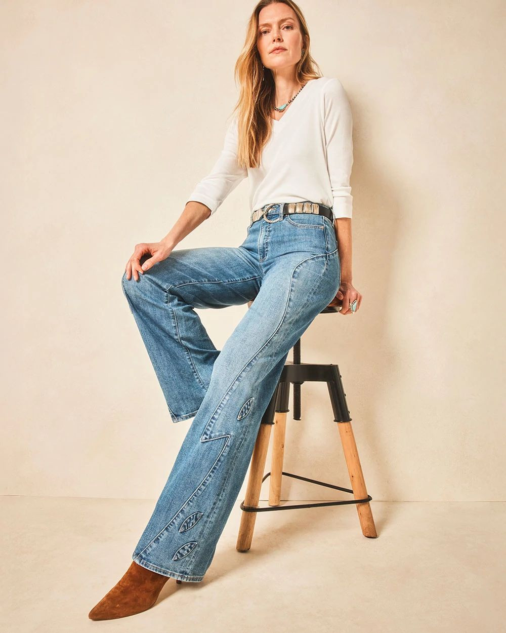 Appliqué High-Rise Wide-Leg Jeans | Chico's