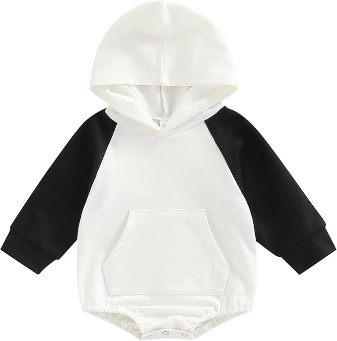 Infant Baby Boy Girl Fall Clothes Hoodie Pullover Sweatshirt Romper Color Block Long Sleeve Onesi... | Amazon (US)