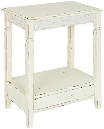 Kate and Laurel Idabelle Wood Side Table with Drawer, 13.5x22x27.75, Cream | Amazon (US)