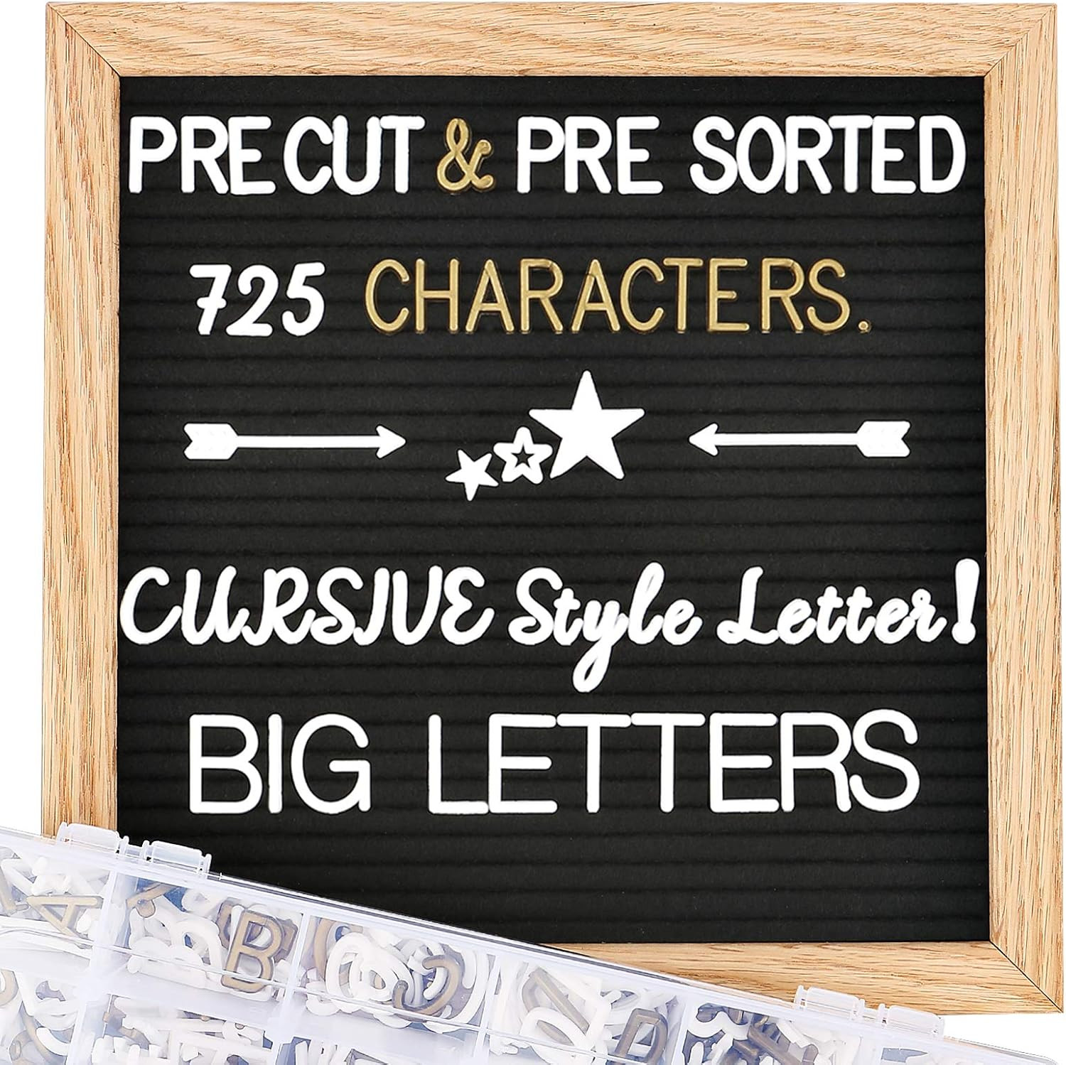 Felt Letter Board with Letters, 10x10 Inch Changeable Letter Boards + Pre Cut & Sorted 725 Letter... | Amazon (US)