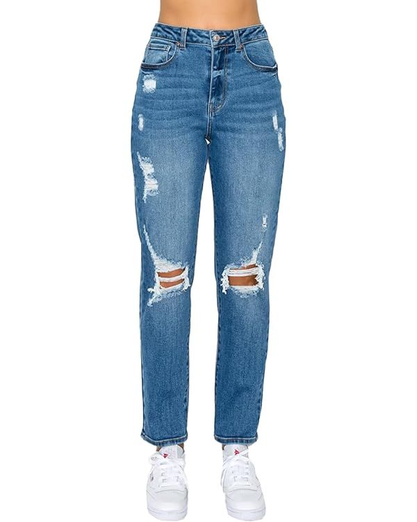 wax jean Women's Mom Jean with Blown Out Knee | Amazon (US)