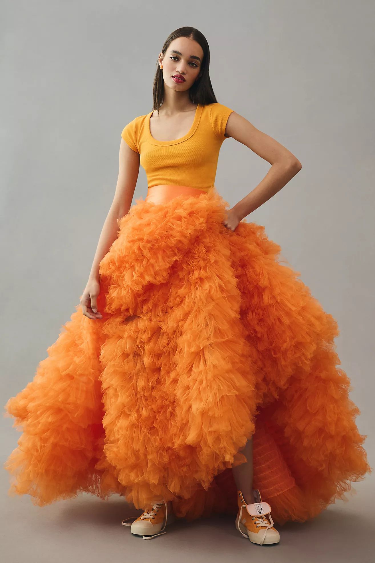 Morphine Fashion Tiered Ruffle Tulle Skirt | Anthropologie (US)