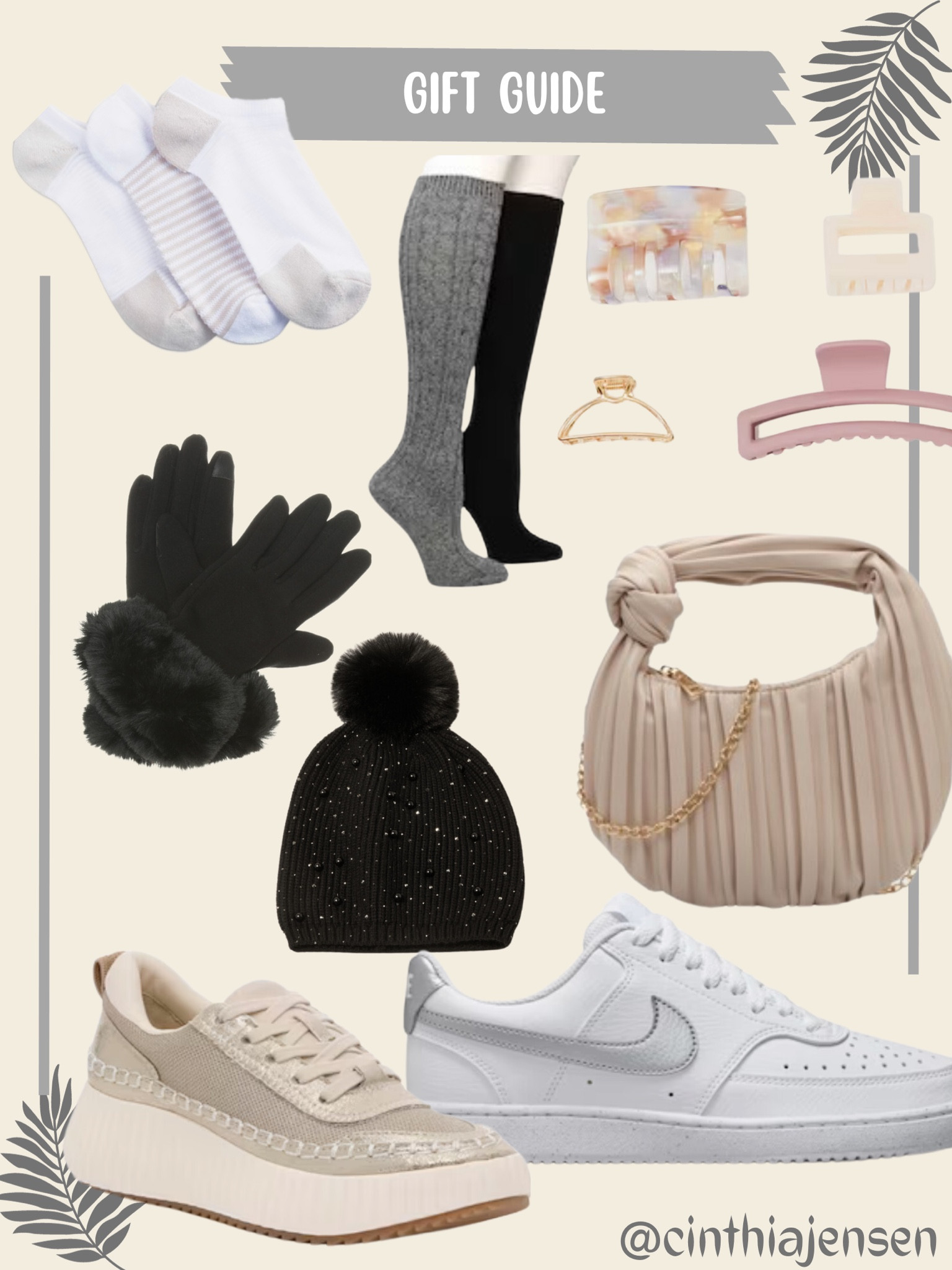 Dsw finds. 

Gift Guide. Gift guide for her. Holiday gift. Under the tree. Gift ideas. Socks. Sneakers. Gloves. Bag. Hair clip. Christmas gift. Hanukah. Beanie. DSW. 

#LTKGiftGuide #LTKCyberWeek #LTKsalealert