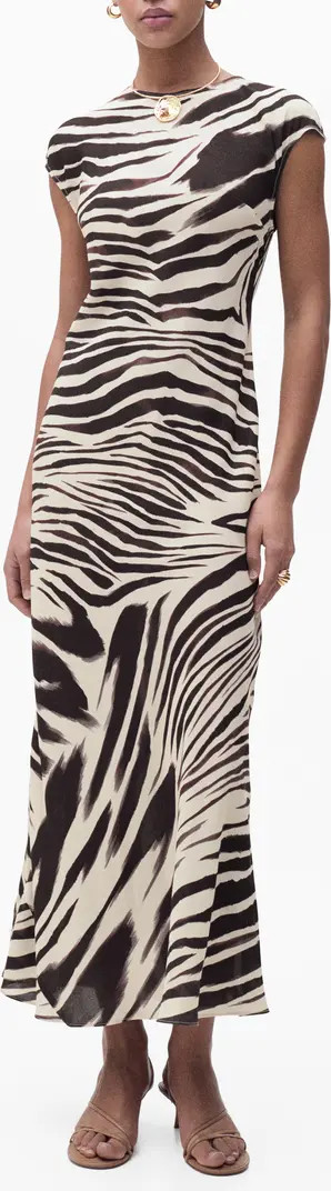 Zebra Print Cap Sleeve Midi Dress | Nordstrom