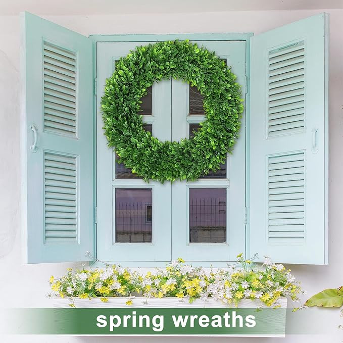 Boxwood Wreaths for Front Door Realistic 22Inch，Spring Wreaths for Front Door Outside ，Front ... | Amazon (US)