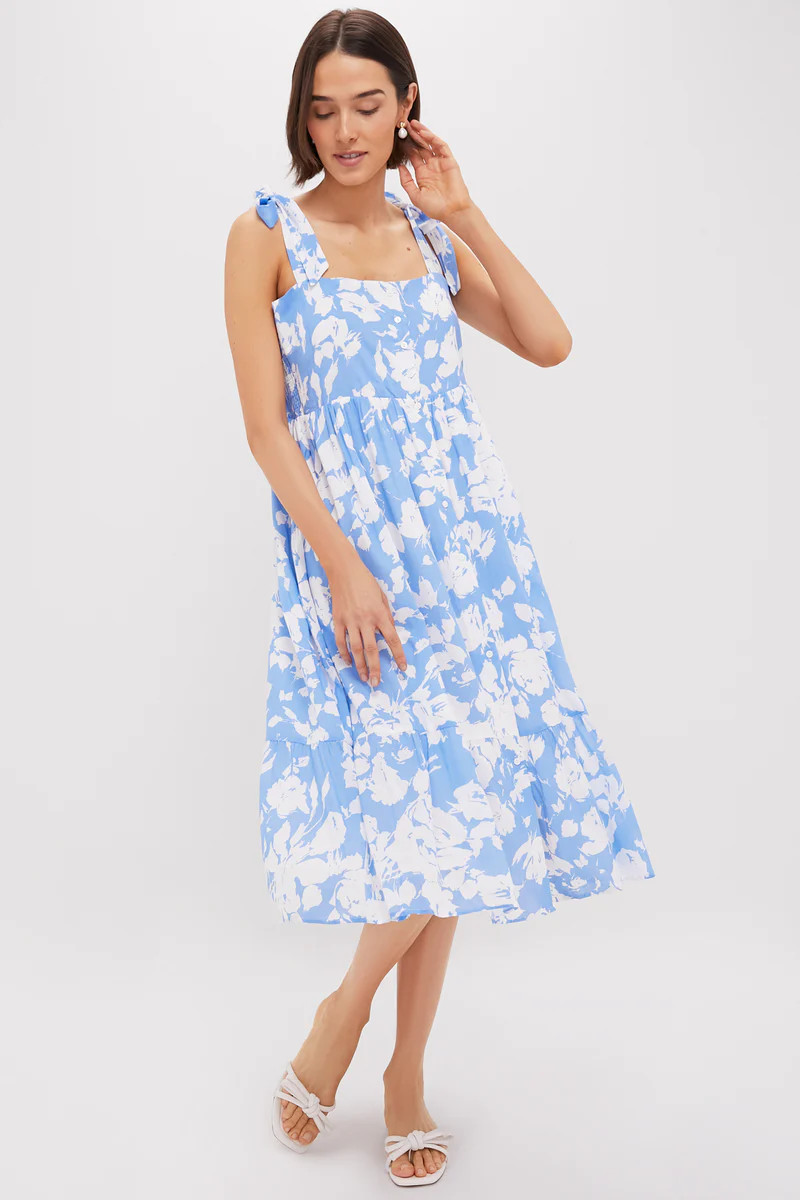 Blue and White Floral Lupine Midi Dress | Tuckernuck (US)