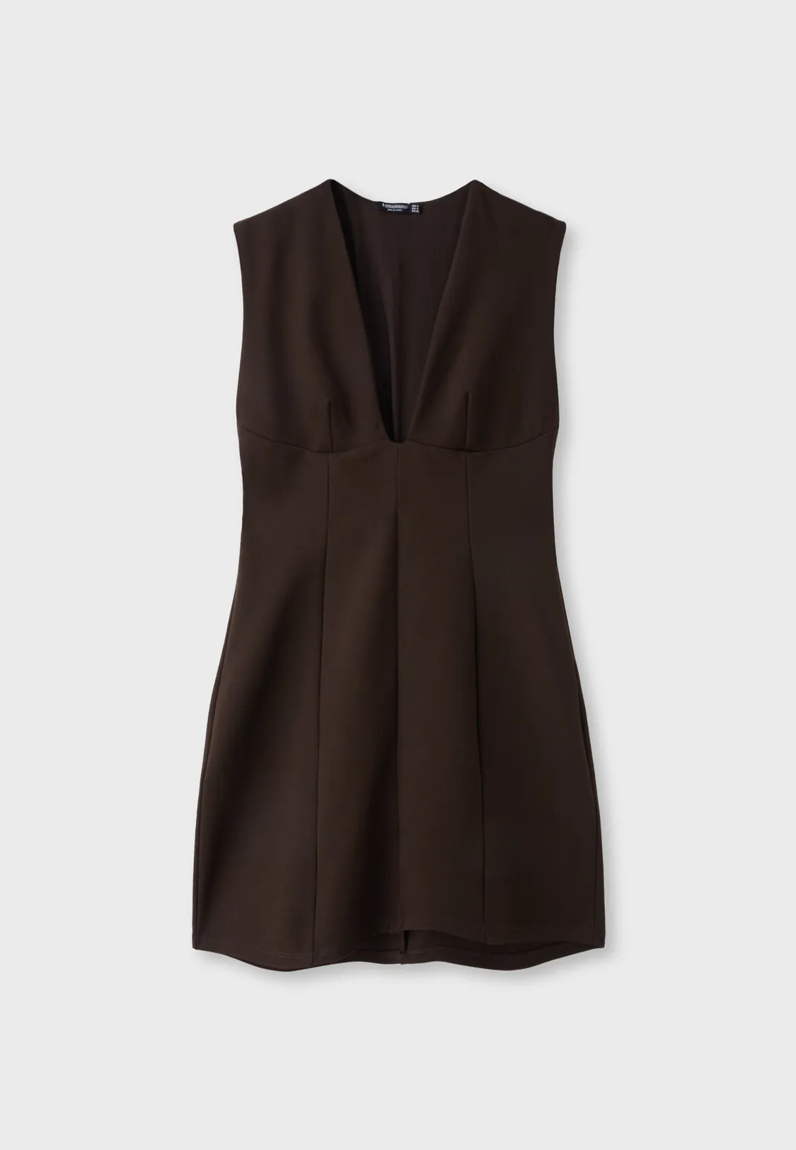 Stradivarius Robe courte cintrée col en V  Marron S | Stradivarius (FR)