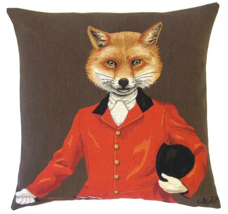 Fox Hunter Tapestry Pillow Cover: Belgian Woven Cotton Cushion | Etsy (Global)