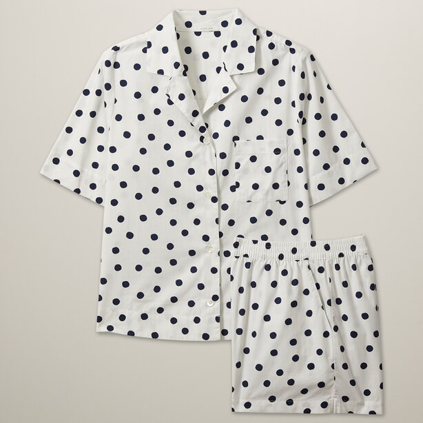 POPLIN PRINT PAJAMA SHORT SET POLKA DOT, INDIGO  SMALL | Indigo (CA)