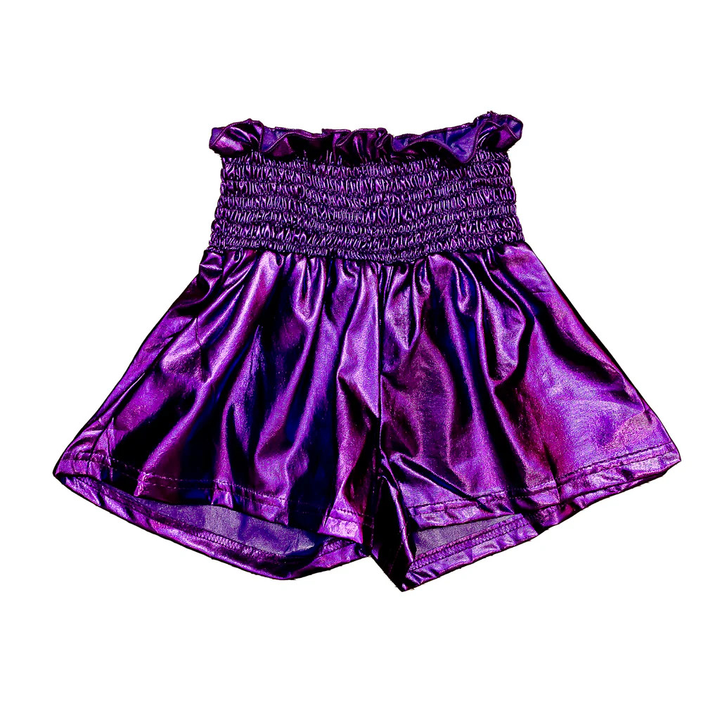 Purple Metallic Swing Adult Shorts | Belle Cher
