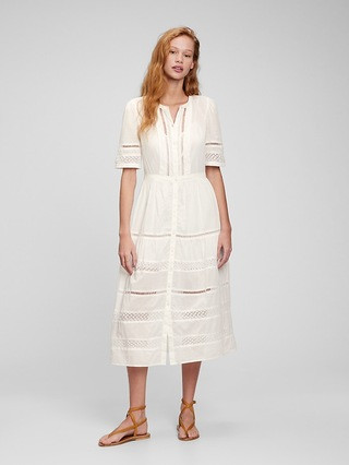 Lace Button-Front Midi Dress | Gap (CA)
