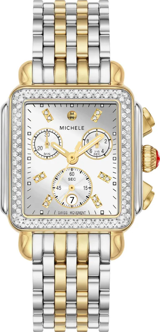 MICHELE Deco Diamond Chronograph Bracelet Watch, 35mm | Nordstrom | Nordstrom