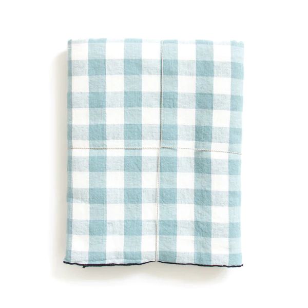 Gingham Tablecloth, Aqua/Noir | The Avenue