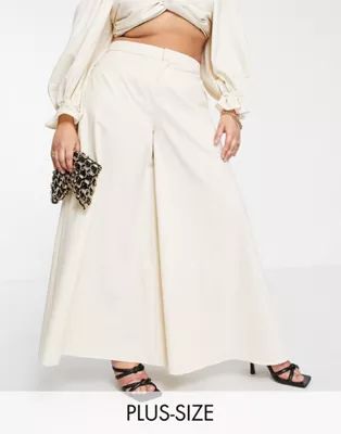 Yaura Plus wide leg pants in oyster - part of a set | ASOS (Global)