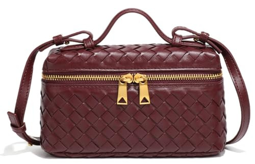 Trendy Woven Crossbody Purse Square Box Bags Women Shoulder Bag Cute Satchels Mini PU Leather Top-Handle Tote Handbag | Amazon (US)