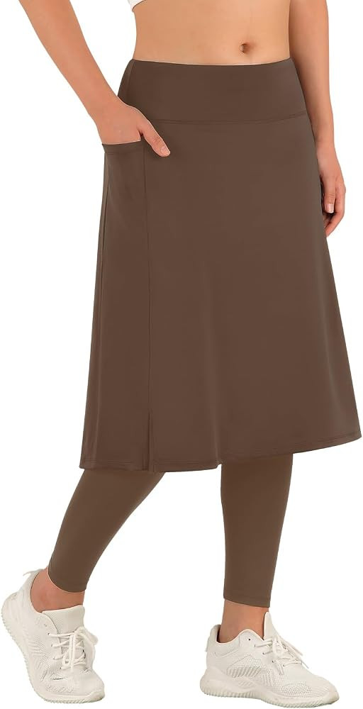 ANIVIVO Women Long Knee Length Skirt with Full Leggings,Skirted Leggings with High Waisted Pocket... | Amazon (US)