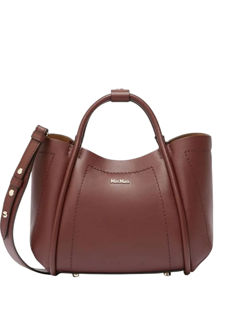 Max Mara curved-top Leather Handbag | Red | FARFETCH | Farfetch Global