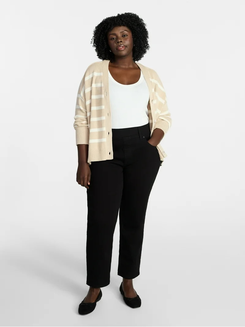 Terra & Sky Women's Plus Size Boyfriend Cardigan with Long Sleeves, Midweight, Size 0X-5X | Walmart (US)