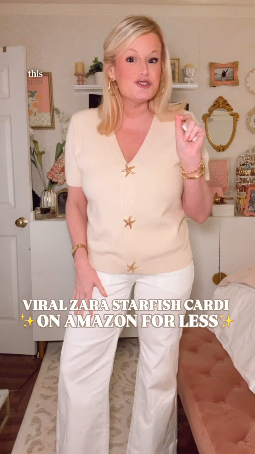 Zara Starfish Cardigan Dupe | Amazon Starfish Cardigan | Spring Cardigan Women

Zara starfish cardigan dupe | Amazon starfish cardigan | spring cardigan women | puff sleeve cardigan | coastal cardigan women

The viral Zara starfish cardigan is sold out. This Amazon version is not.

Same gold starfish buttons. Same puff sleeve. Same lightweight knit construction. Same coastal girl energy. Found it on Amazon and I cannot stop thinking about it.

Soft lightweight knit with a breezy, airy feel. V-neck button down with three decorative gold starfish buttons that are the entire personality of this cardigan. 

Puff sleeves. Cropped length. The kind of piece that makes a white trouser and a sandal look like an entire outfit.

I’m in a medium — true to size gives you a relaxed, effortless fit.

If you are searching:
Zara starfish cardigan dupe
viral starfish cardigan Amazon
puff sleeve cardigan women
coastal cardigan women
spring cardigan women
spring outfits 2026
spring break outfit
vacation outfits beach
beach vacation outfit
work outfit women spring
spring work outfit
coastal grandmother outfit
nautical cardigan women
lightweight summer cardigan
beach coverup cardigan
coastal style women
preppy spring cardigan
Amazon fashion finds spring
spring outfits women

This is the one. In stock. Ships fast.
The Zara look. On Amazon. Right now.
⸻
zara starfish cardigan dupe amazon, viral starfish button cardigan women, puff sleeve knit cardigan spring, coastal cardigan women 2026, spring break outfit cardigan, vacation outfits beach cardigan, lightweight summer cardigan women, amazon fashion spring cardigan, gold starfish button cardigan, coastal grandmother spring outfit
⸻
#AmazonFashion #ZaraDupe #LookForLess #SpringOutfits #SpringCardigan #VacationOutfit #CoastalStyle #LTKFindsUnder50 #LTKSeasonal #LTKTravel

#LTKSeasonal #LTKTravel #LTKWorkwear