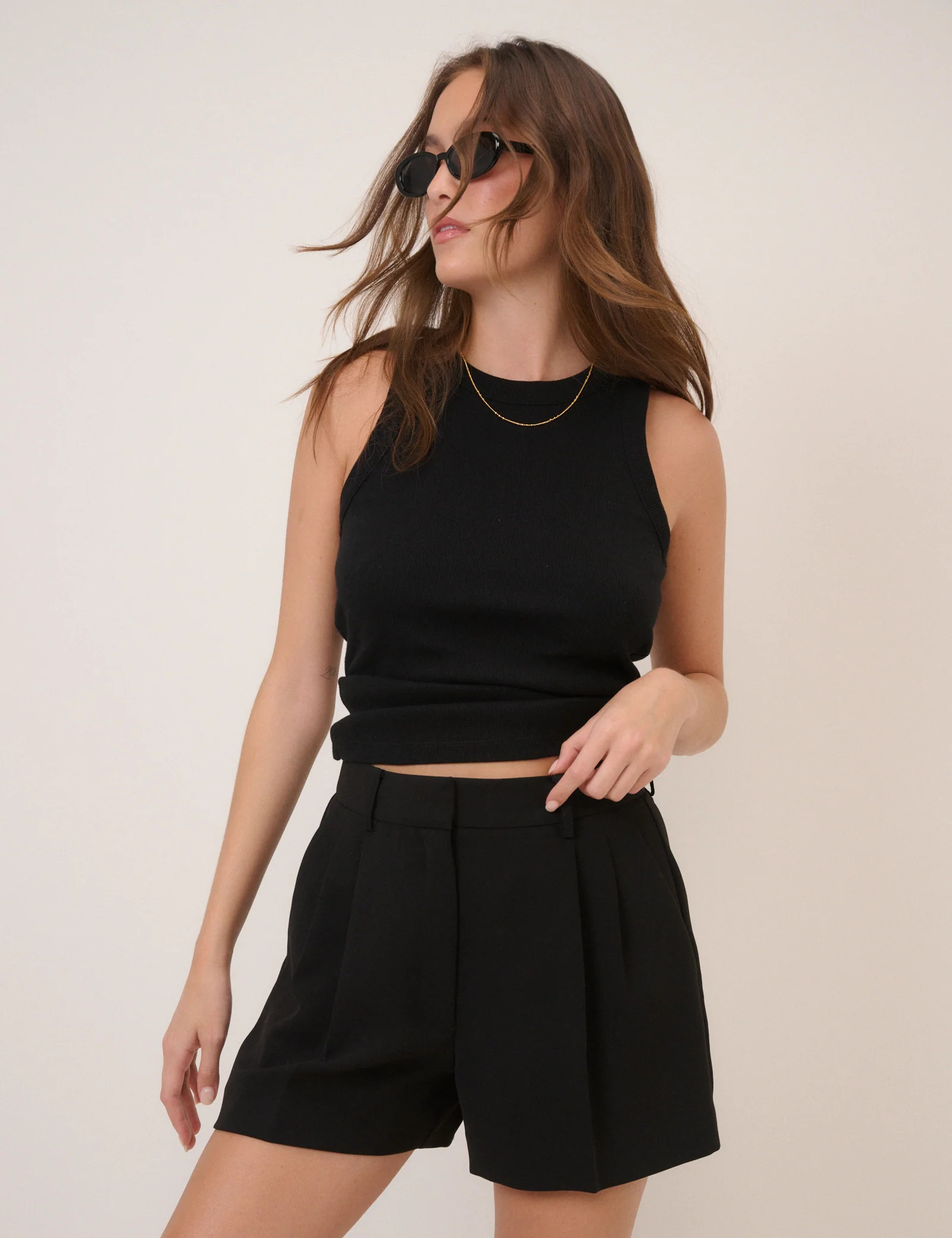 Black Pleated Tailored Shorts | Nobody's Child