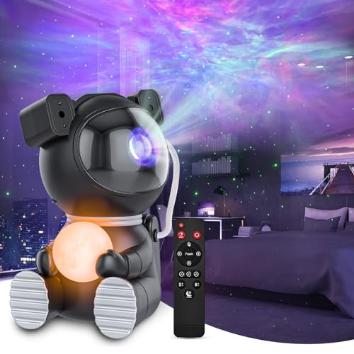 Cayclay Astronaut Galaxy Projector, Star Projector with Timer and Remote, Night Light with Moon Lamp, LED Nebula Lamp for Kids Adults, Room Decor Gift (Black) | Amazon (US)