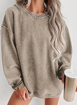 SHEWIN Women Casual Oversized Long Sleeve Crewneck Sweatshirts Pullover Tops, S-XXL | Amazon (US)