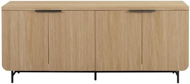 Walker Edison Reema Fluted 4-Door Kitchen Sideboard Buffet Console, 69 Inch, Coastal Oak | Amazon (US)