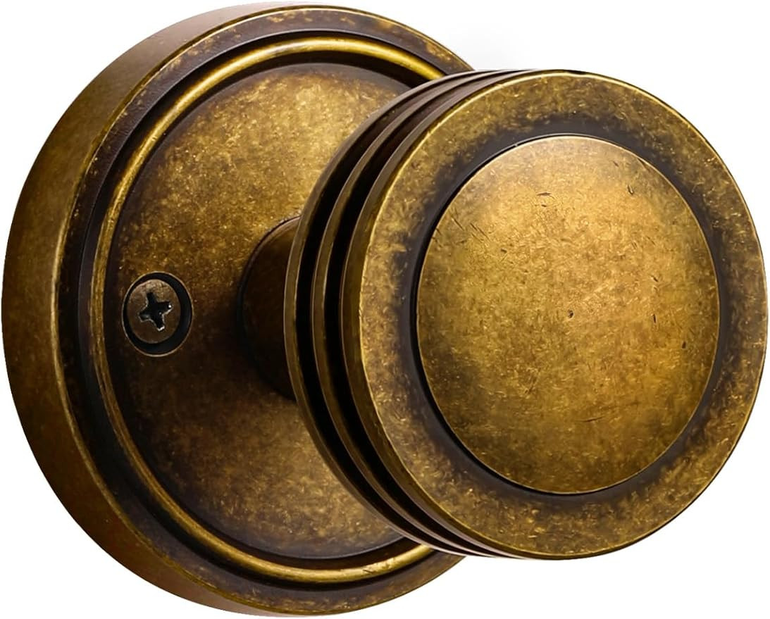 1 Pack Antique Brass Bronze Door Knobs Passage Door Knob Interior Door Handle for Hall and Closet... | Amazon (US)