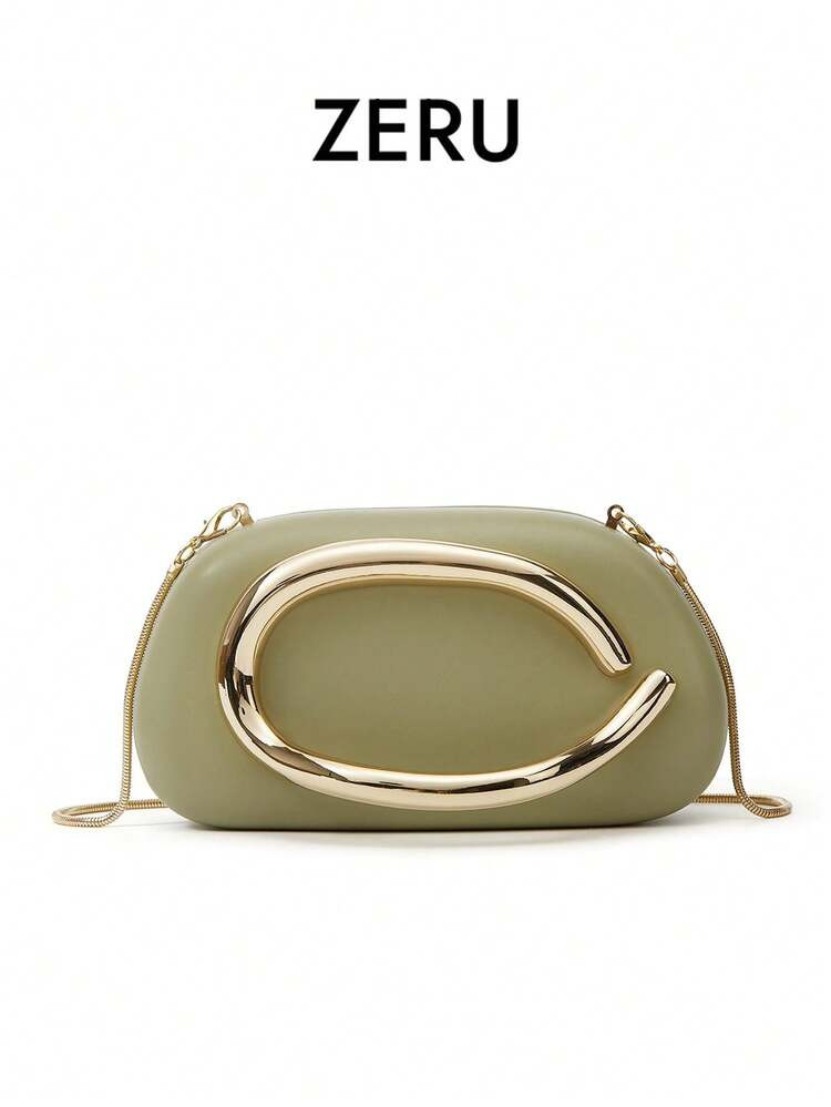 New Women's Handbag With Metal Detail Decoration, Unique Design Shoulder/Crossbody/Clutch Box-Sha... | SHEIN