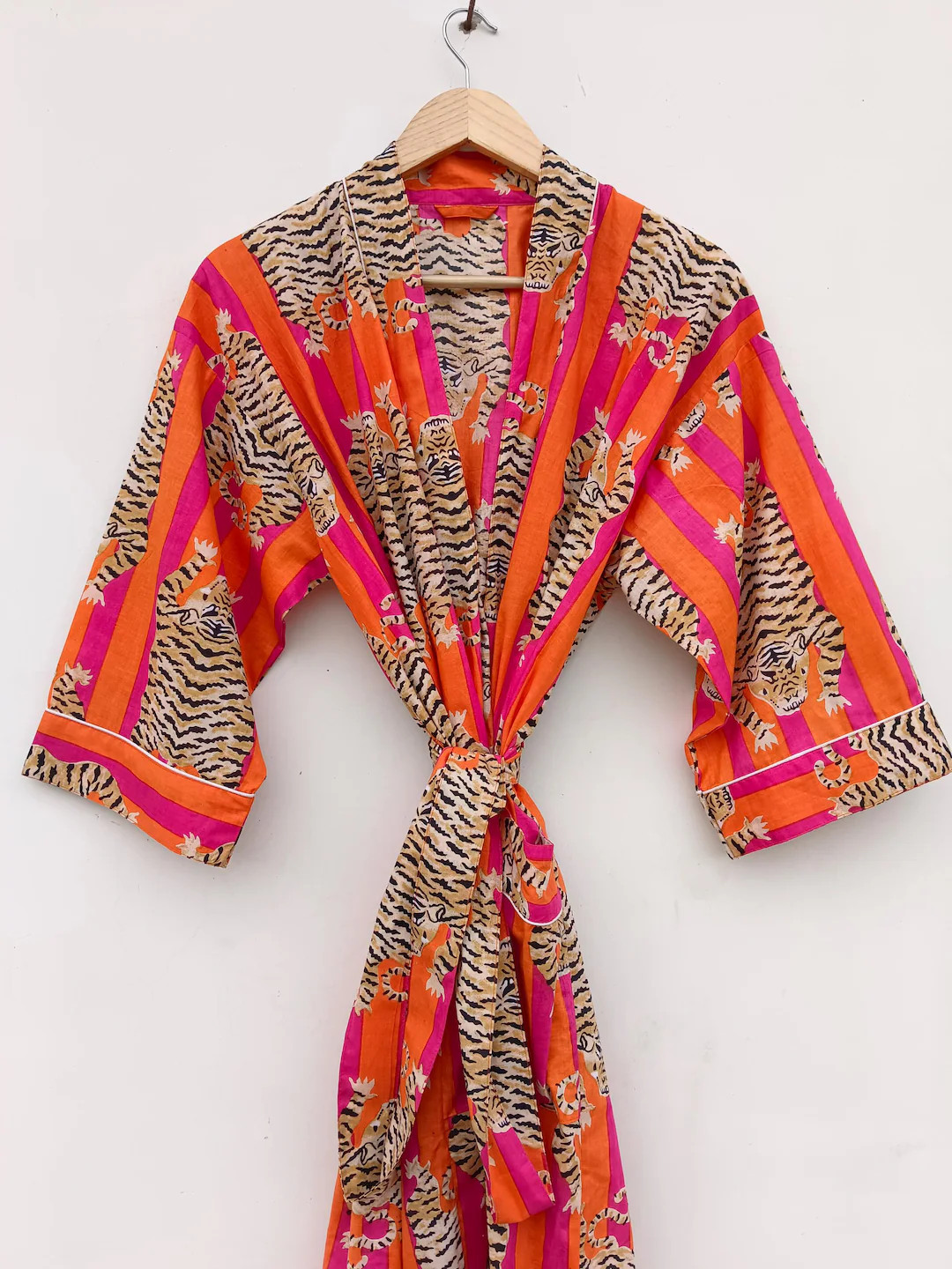 Cotton Kimono Robes Dressing Gown,Block Print Bridesmaid, Summer Nightwear,One Size | Etsy (US)