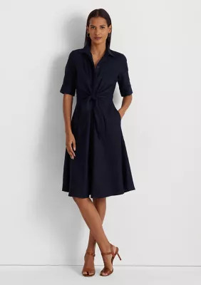 Lauren Ralph Lauren Women's Linen Shirtdress, Navy Blue, 14 | Belk