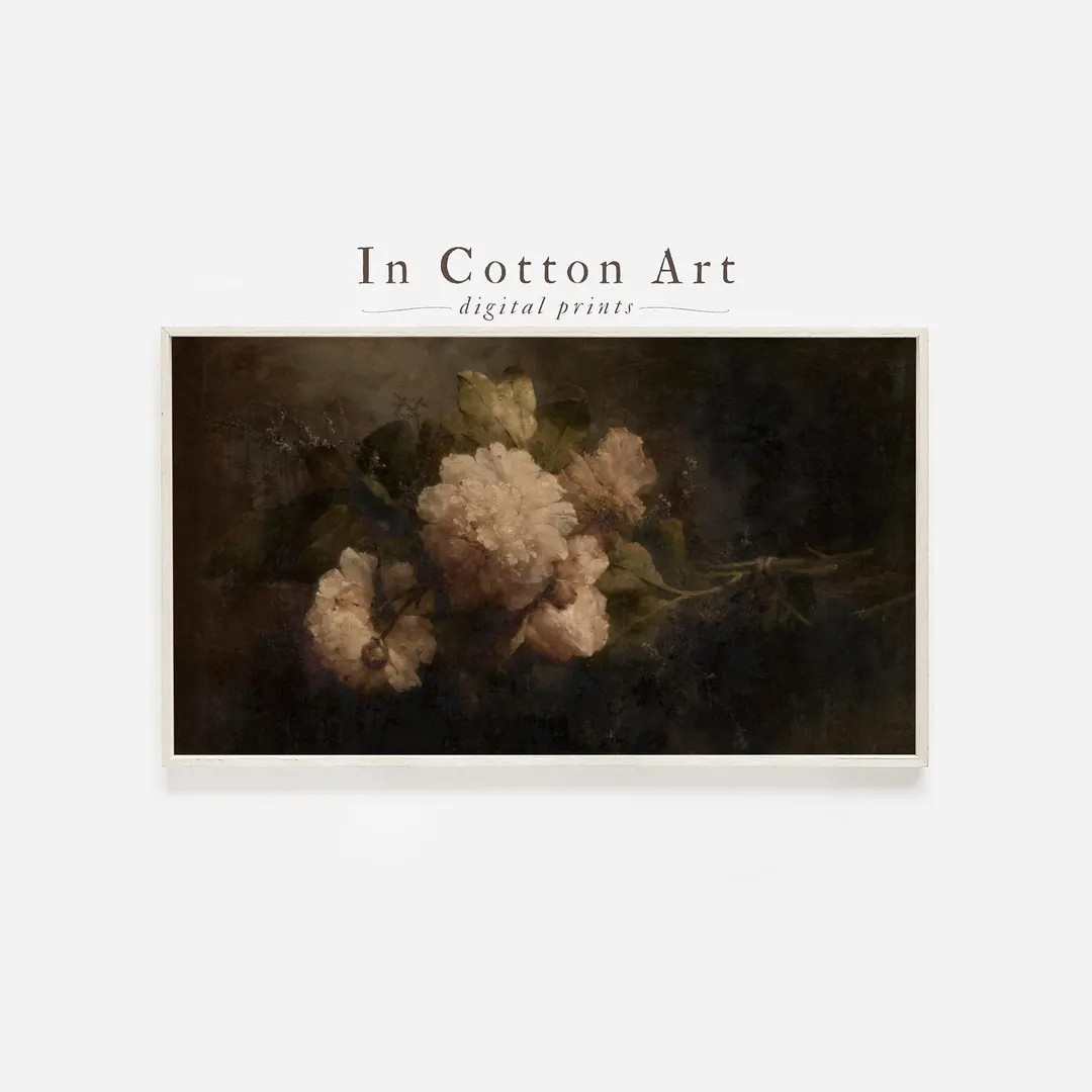 Moody Samsung Frame TV Art / Vintage Peonies Oil Painting DIGITAL Art | TV56 | Etsy (US)