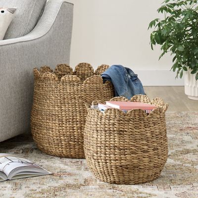 Susie Woven Scalloped Baskets, Set of Two | Grandin Road