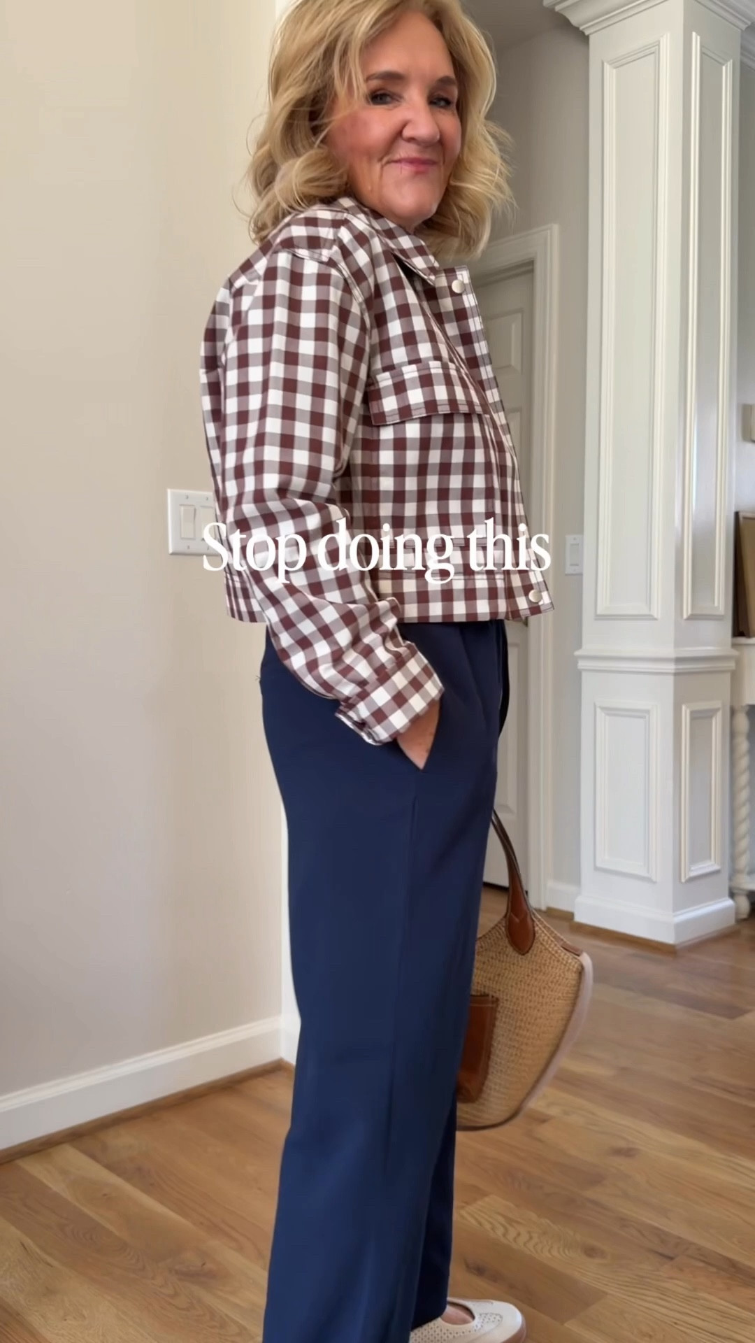 Stop wearing your clothes the same way. Same combos. 

This gingham jacket I’ve only had a week and I’ve already worn it 3 times 3 diff outfits. 

Jacket size medium 
Dress size medium/8
Navy pants med petite 
Light blue pants 8 petite 
White tee size small 

#LTKSaleAlert #LTKOver40 #LTKWorkwear